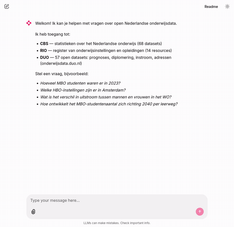 Demo van Onderwijsdata Chat